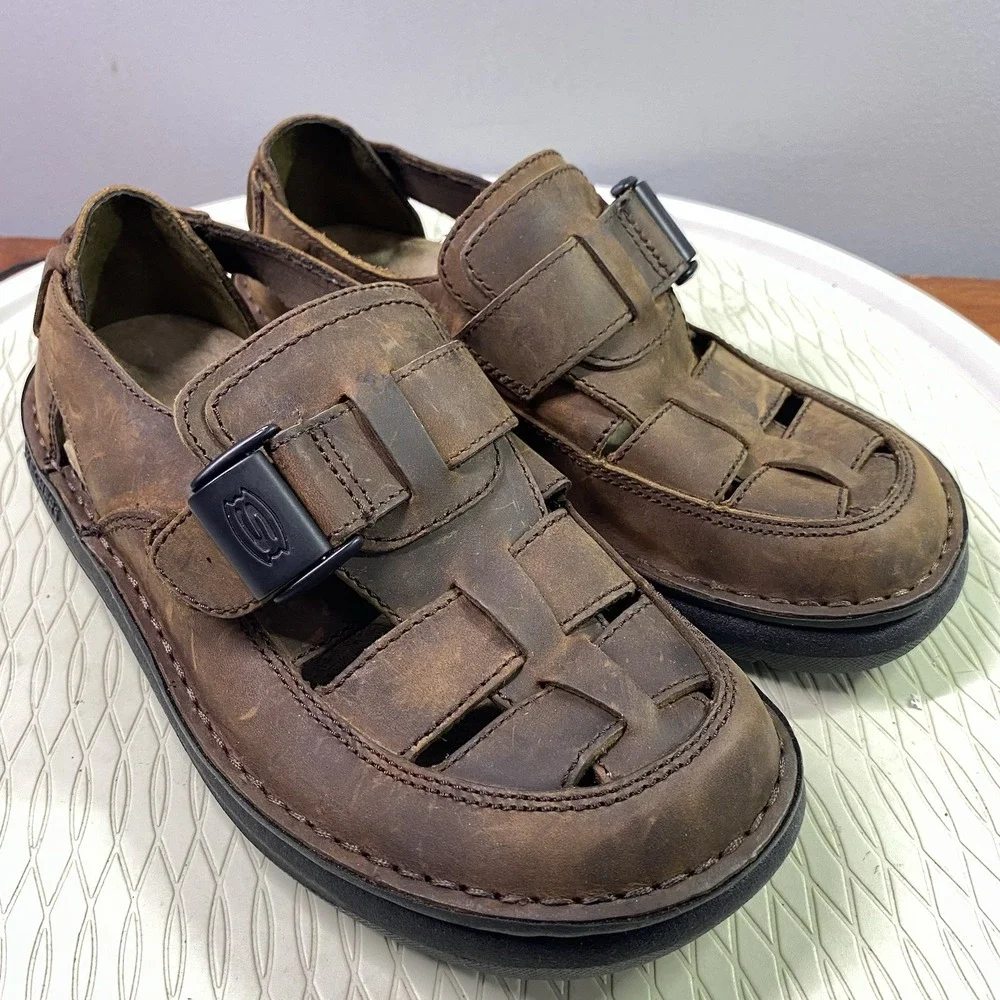Skechers Serene Seclusion Men's Brown Leather Sandals Casual/Comfort‎ Sz.7 NWB